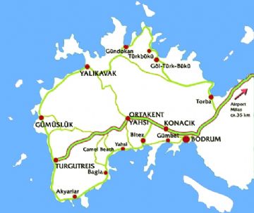 Bodrum Map, Map of Bodrum, Turkey Touristic map