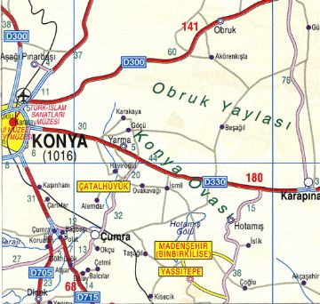 Catalhoyuk Map, Map of Archeological Sites in Turkey, map of Catalhoyuk