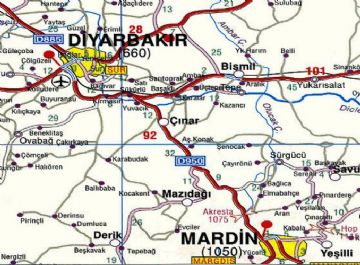 Diyarbakır Map, Map of Diyarbakır, East Turkey Map