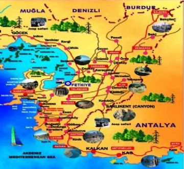 Fethiye Map, Map of fethiye, mugla Fethiye Map, Turkey Fethiye Map