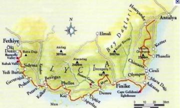 Myra Map, Olympos Map, Map of Myra