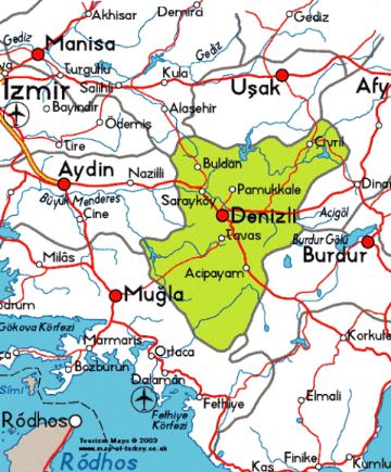 Pamukkale Map, Map of Pamukkale