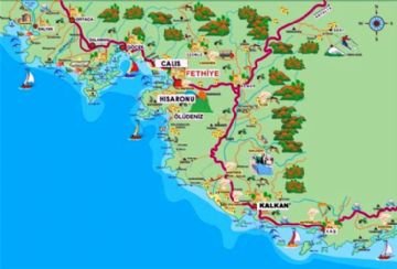Fethiye Map, Map of fethiye, South Turkey Map