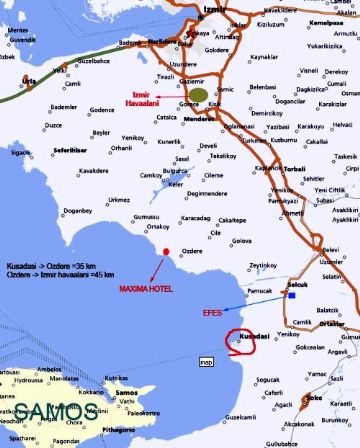 Kusadası Map, Ephesus Turkey Map, Ephesus Map, İzmir Map, Selcuk Map